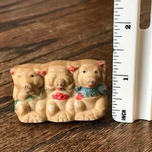 Vintage Miniature Ceramic Three Wise Pigs Speak See Hear No Evil - Japan